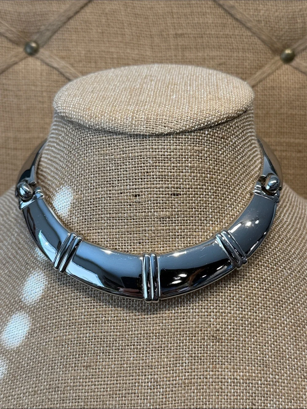 Vintage Napier Chunky Silver Collar Necklace - Polished Statement Choker